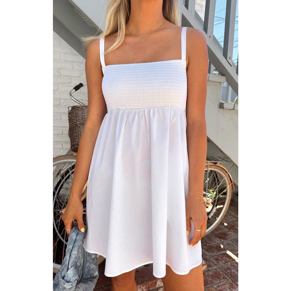 Show Me Your Mumu Mallory Cotton Mini Dress in White Poplin XS